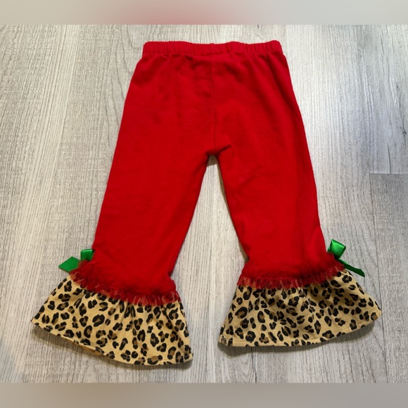 Rare Editions 2PC Christmas Set, Red/Leopard Print, Santa Claus Decal. Size 12M. - Picture 7 of 10